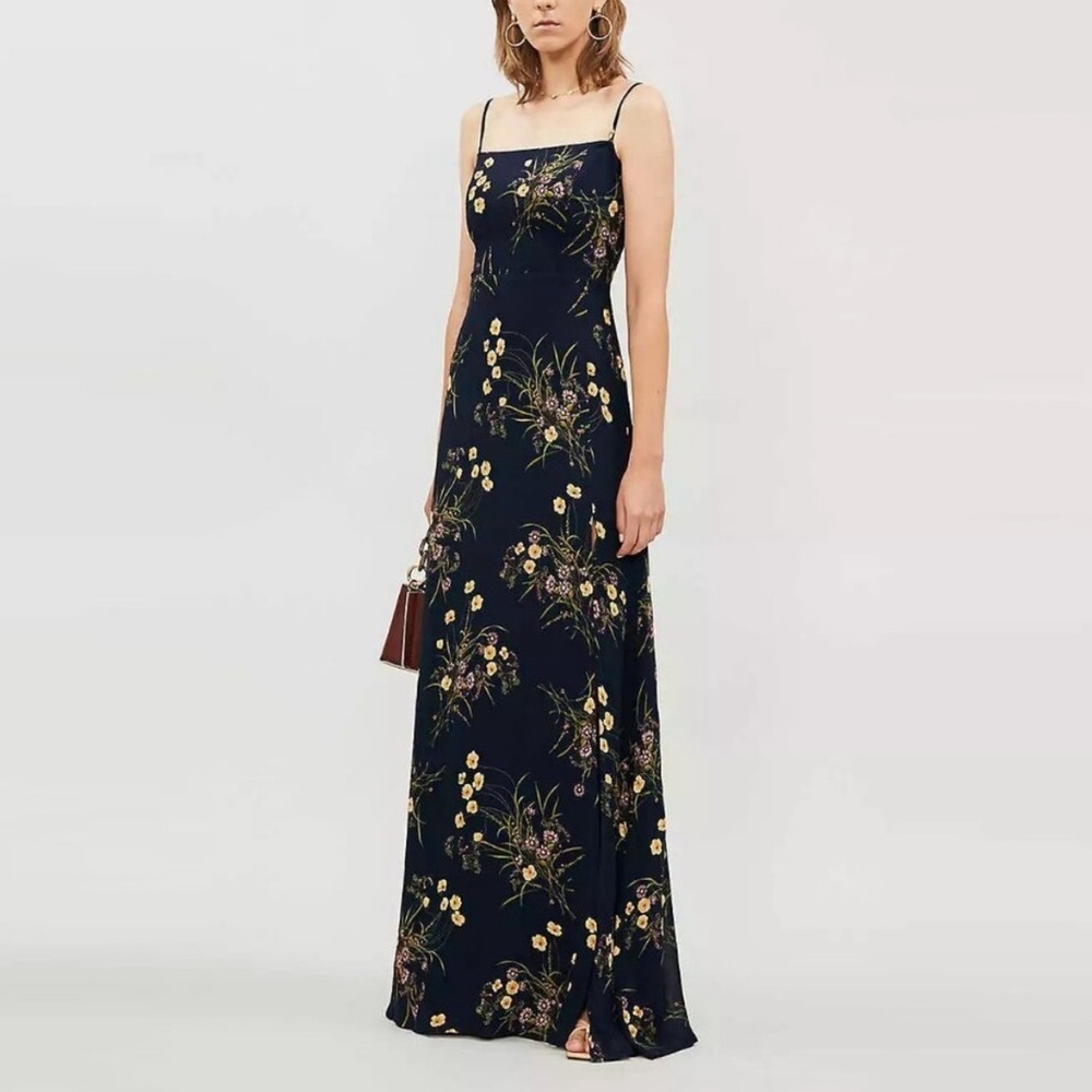 Reformation Ingrid Navy Mademoiselle Maxi Dress Size 4